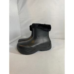 Noize Fur Lined Rain Boot Womens 38 8 Black Warm Weather Waterproof Vegan Ankle